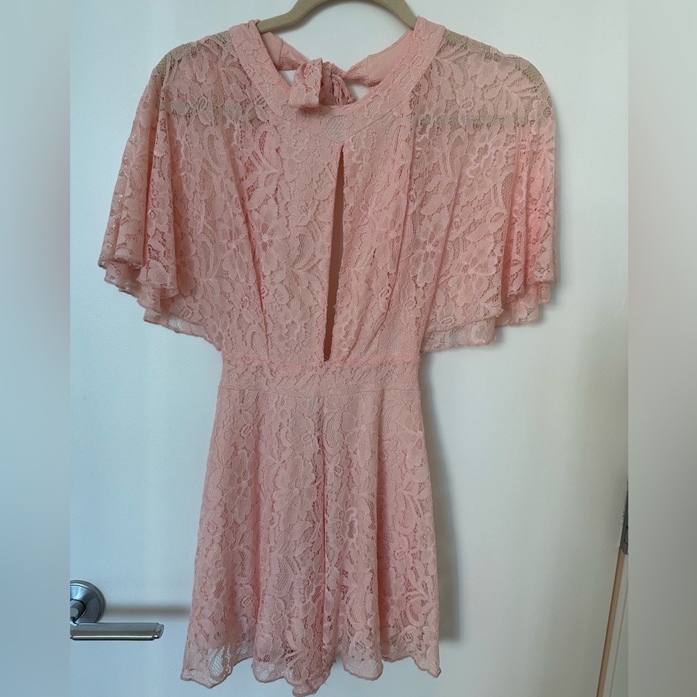 Elegant Pink Lace Romper